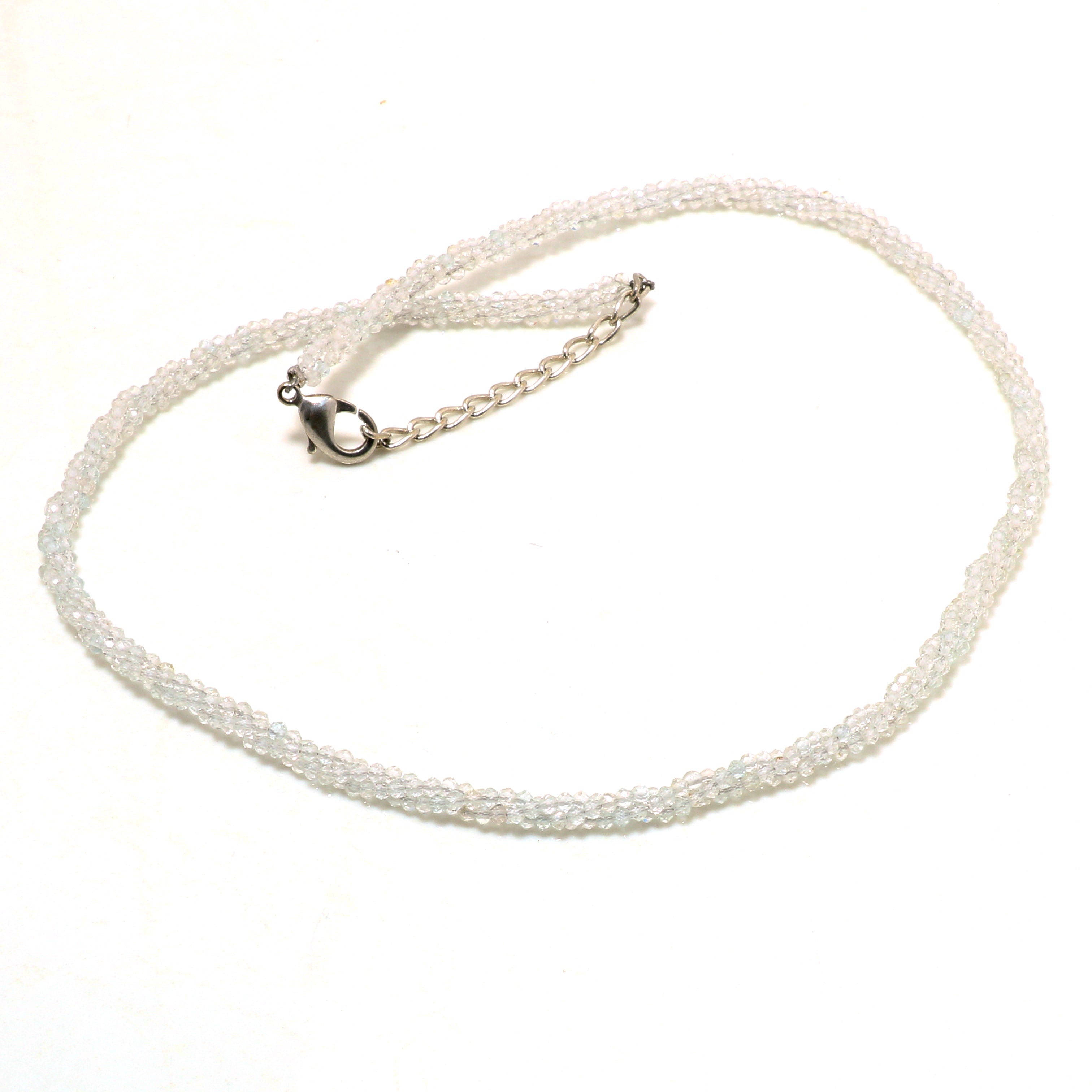 Natural White Topaz Beaded Fine Gemstone Necklace 