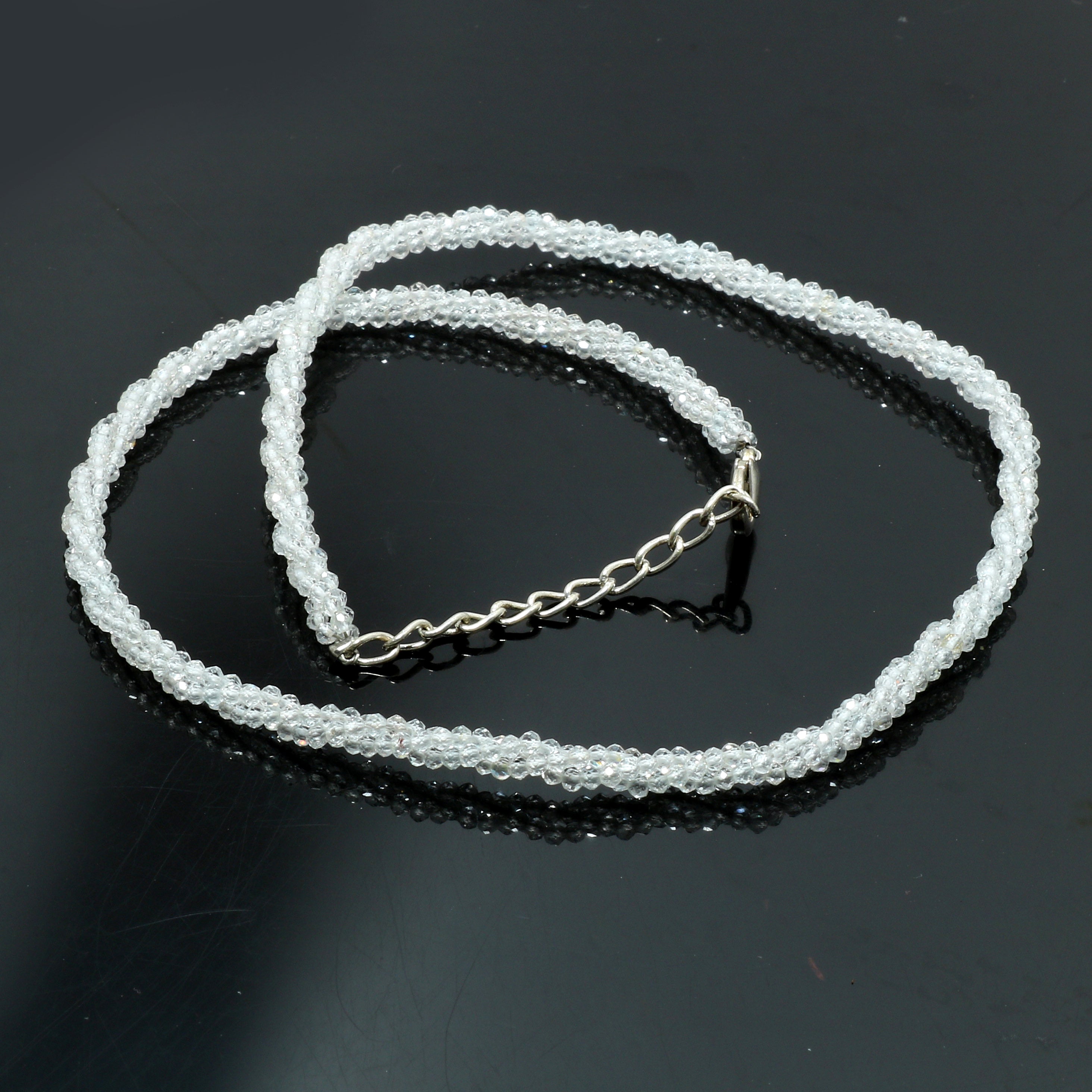 Natural White Topaz Beaded Fine Gemstone Necklace 