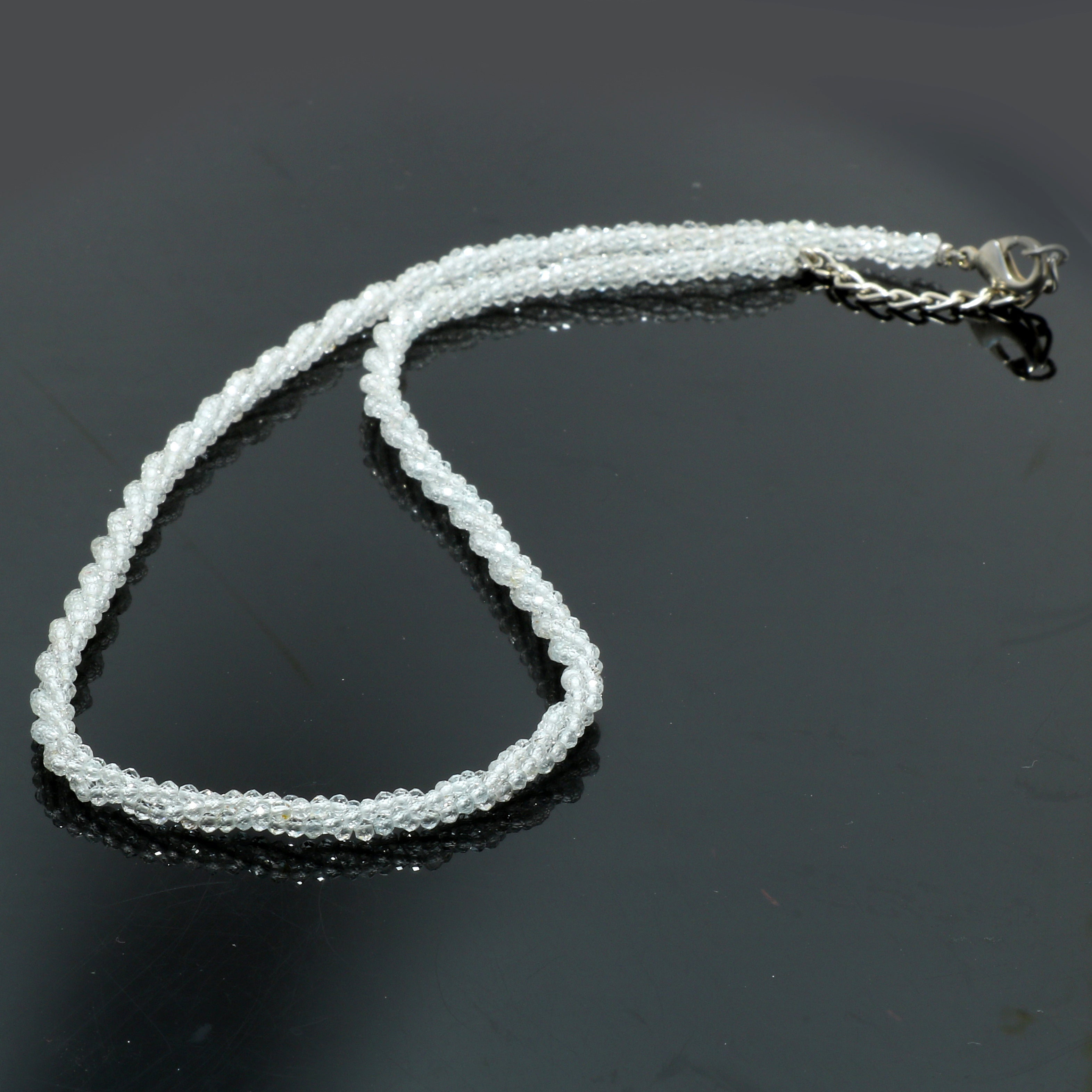 Natural White Topaz Beaded Fine Gemstone Necklace 