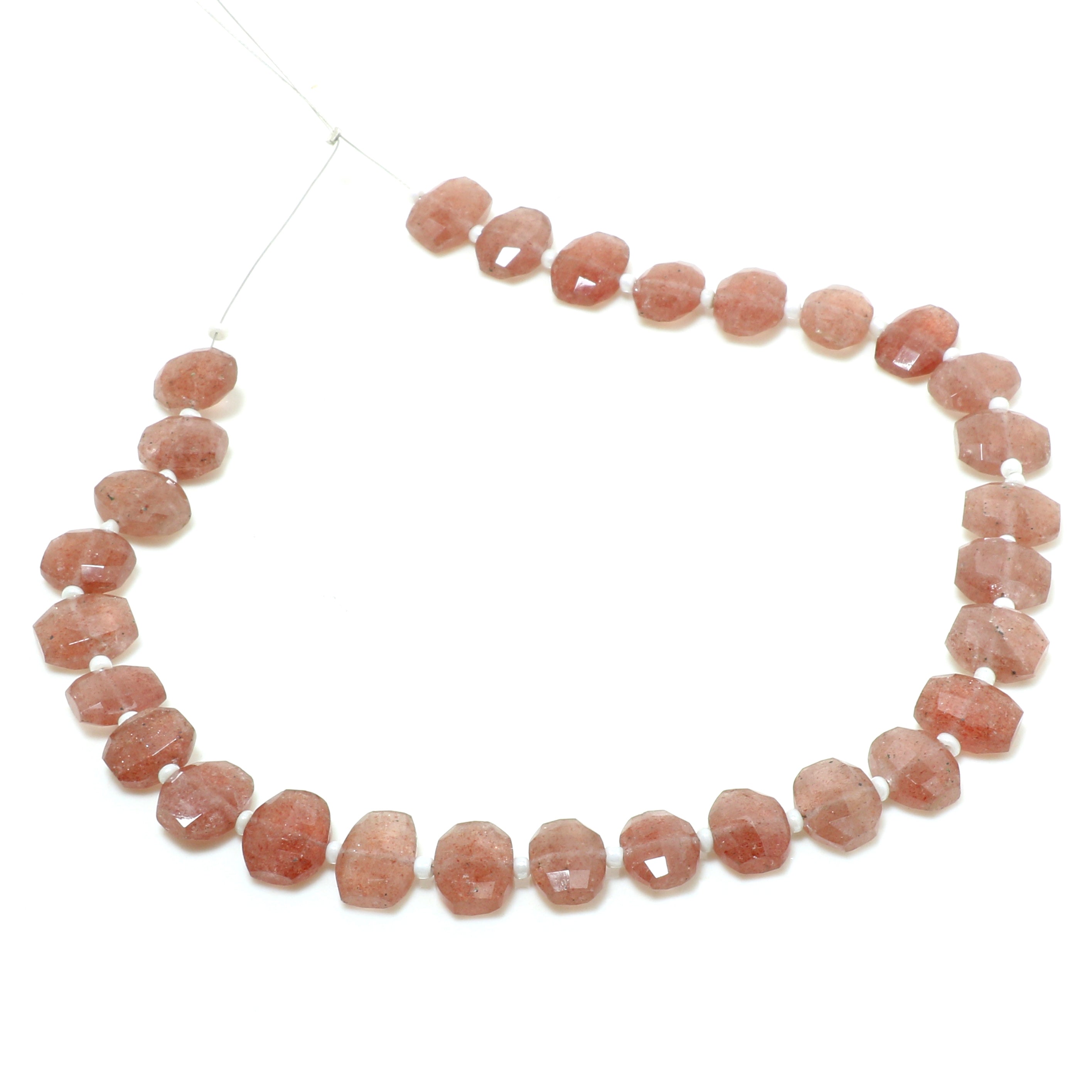 Natural Strawberry Quartz Beaded Necklace | 925 Sterling Silver Fine Jewelry | September Birthstone | Healing Power Crystals
