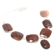 Natural Red Aventurine Statement Necklace | 925 Sterling Silver Fine Jewelry | Healing Power Crystals | Root Chakra