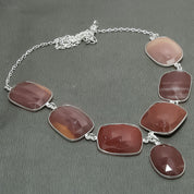 Natural Red Aventurine Statement Necklace | 925 Sterling Silver Fine Jewelry | Healing Power Crystals | Root Chakra