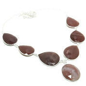 Natural Red Aventurine Statement Necklace | 925 Sterling Silver Fine Jewelry | Healing Power Crystals | Root Chakra