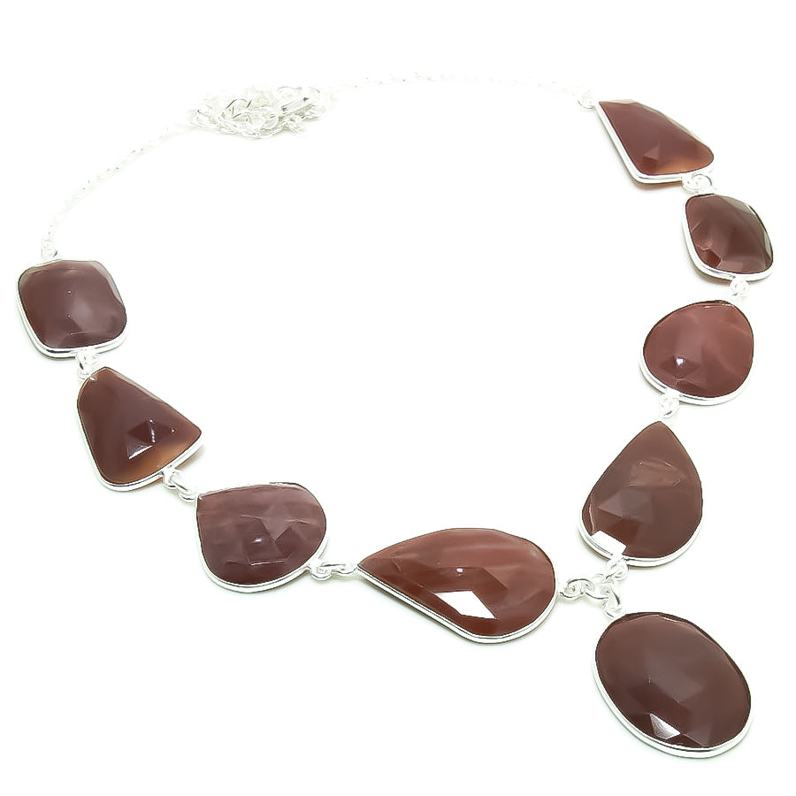 Natural Red Aventurine Statement Necklace | 925 Sterling Silver Fine Jewelry | Healing Power Crystals | Root Chakra