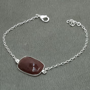 Natural Red Red Aventurine Chain Fine Gemstone Bracelet 