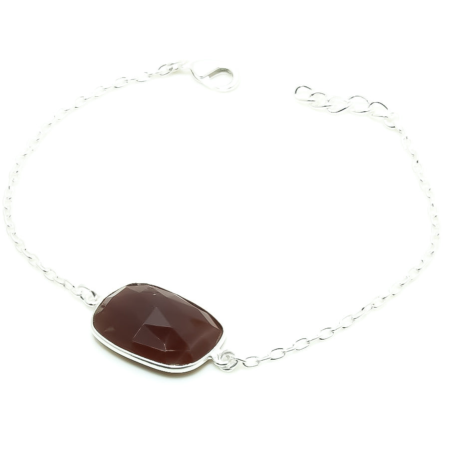 Natural Red Red Aventurine Chain Fine Gemstone Bracelet 