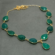 Natural Green Onyx Gold Plated Necklace | 925 Sterling Silver Fine Jewelry | Healing Power Crystals | Root Chakra
