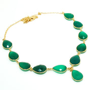 Natural Green Onyx Gold Plated Necklace | 925 Sterling Silver Fine Jewelry | Healing Power Crystals | Root Chakra