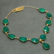 Natural Green Onyx Gold Plated Necklace | 925 Sterling Silver Fine Jewelry | Healing Power Crystals | Root Chakra