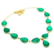 Natural Green Onyx Gold Plated Necklace | 925 Sterling Silver Fine Jewelry | Healing Power Crystals | Root Chakra