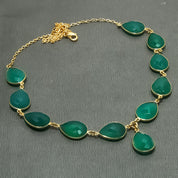 Natural Green Onyx Gold Plated Necklace | 925 Sterling Silver Fine Jewelry | Healing Power Crystals | Root Chakra