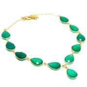 Natural Green Onyx Gold Plated Necklace | 925 Sterling Silver Fine Jewelry | Healing Power Crystals | Root Chakra