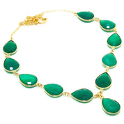 Natural Green Onyx Gold Plated Necklace | 925 Sterling Silver Fine Jewelry | Healing Power Crystals | Root Chakra