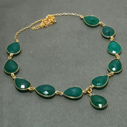 Natural Green Onyx Gold Plated Necklace | 925 Sterling Silver Fine Jewelry | Healing Power Crystals | Root Chakra