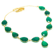 Natural Green Onyx Gold Plated Necklace | 925 Sterling Silver Fine Jewelry | Healing Power Crystals | Root Chakra