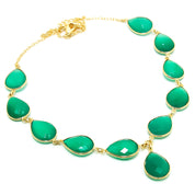 Natural Green Onyx Gold Plated Necklace | 925 Sterling Silver Fine Jewelry | Healing Power Crystals | Root Chakra