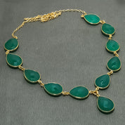 Natural Green Onyx Gold Plated Necklace | 925 Sterling Silver Fine Jewelry | Healing Power Crystals | Root Chakra