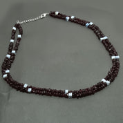 Natural Red Garnet Uncut Chips Beaded Chain Necklace | 925 Sterling Silver Fine Jewelry | Handmade Jewelry | January Birthstone | Healing Stone