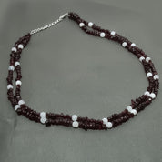 Natural Red Garnet Uncut Chips Beaded Chain Necklace | 925 Sterling Silver Fine Jewelry | Handmade Jewelry | January Birthstone | Healing Power Root Chakra