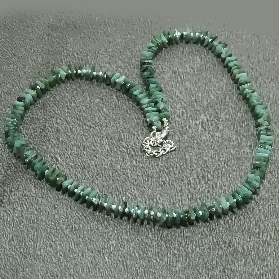 Natural Green Emerald Beaded Fine Gemstone Necklace 