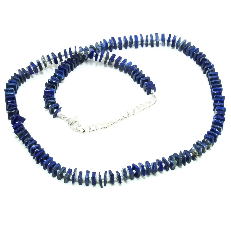 Natural Blue Lapis lazuli Beaded Fine Gemstone Necklace 