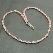 Natural Light Pink Rhodochrosite Beaded Fine Gemstone Necklace 