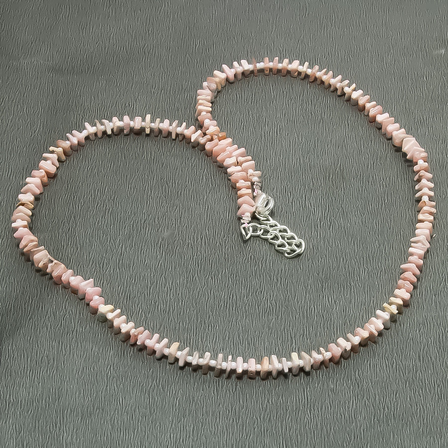 Natural Light Pink Rhodochrosite Beaded Fine Gemstone Necklace 