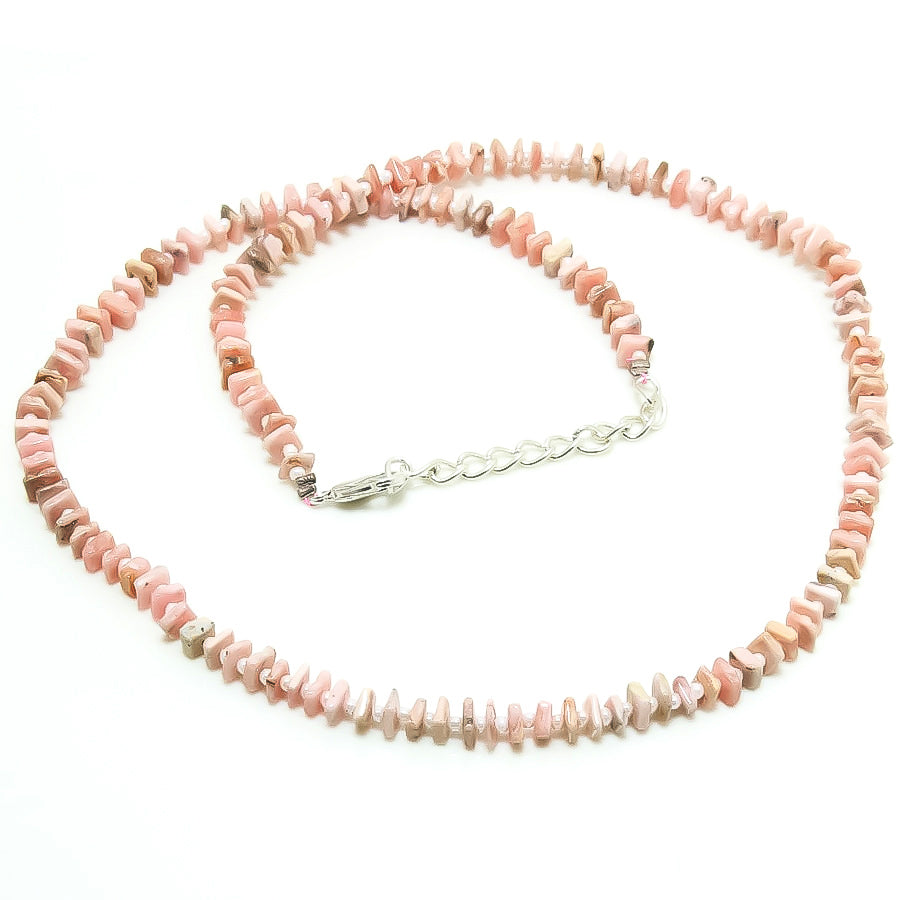 Natural Light Pink Rhodochrosite Beaded Fine Gemstone Necklace 