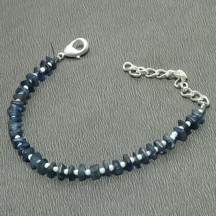 Natural Blue Kyanite Beaded Fine Gemstone Bracelet 