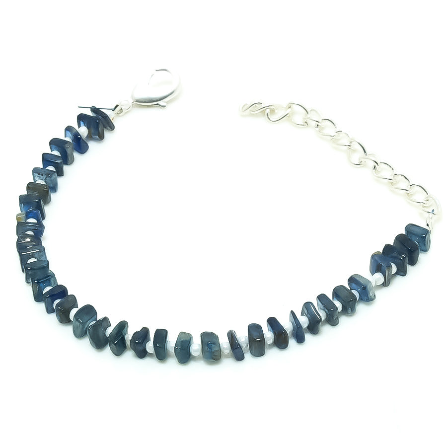 Natural Blue Kyanite Beaded Fine Gemstone Bracelet 