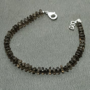 Natural Light Gray Smoky Quartz Beaded Fine Gemstone Bracelet 