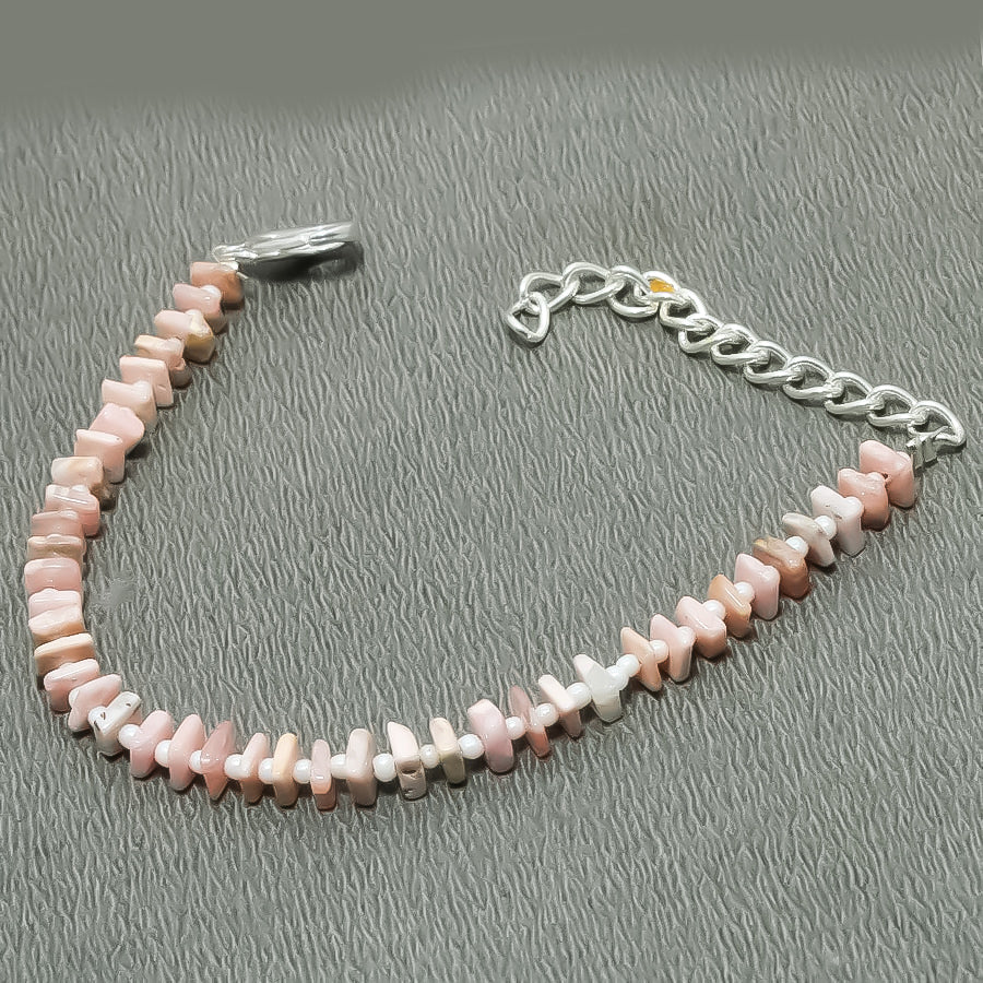 Natural Light Pink Rhodochrosite Beaded Fine Gemstone Necklace 