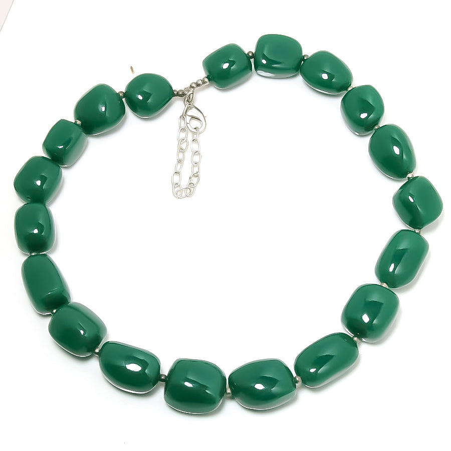 Natural Green Strawberry Quartz Beaded Fine Gemstone Necklace 