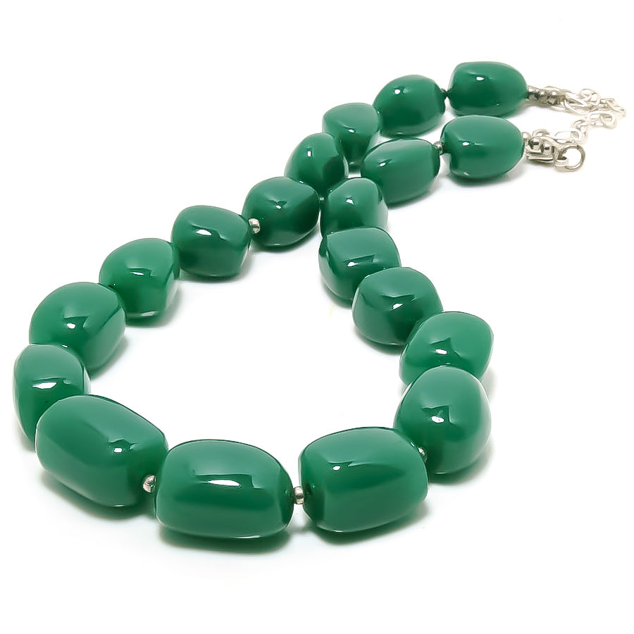 Natural Green Strawberry Quartz Beaded Fine Gemstone Necklace 