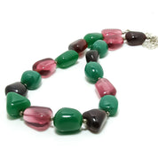 Natural Green Strawberry Quartz Beaded Fine Gemstone Necklace 