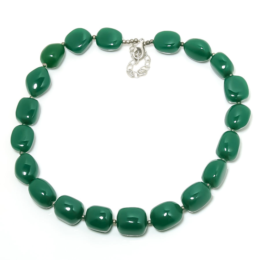 Natural Green Strawberry Quartz Beaded Fine Gemstone Necklace 