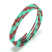 Natural Green Onyx & Garnet Spring Bangle | Beaded Bracelet | May Birthstone | Everyday Jewelry For Women