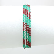 Natural Green Onyx & Garnet Spring Bangle | Beaded Bracelet | May Birthstone | Everyday Jewelry For Women