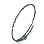 Natural Black Spinel Beaded Spring Bangle | August Birthstone | Everyday Jewelry For Women