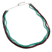 Natural Green Onyx & Red Garnet Beaded Necklace | 925 Sterling Silver Adjustable Chain | January Birthstone