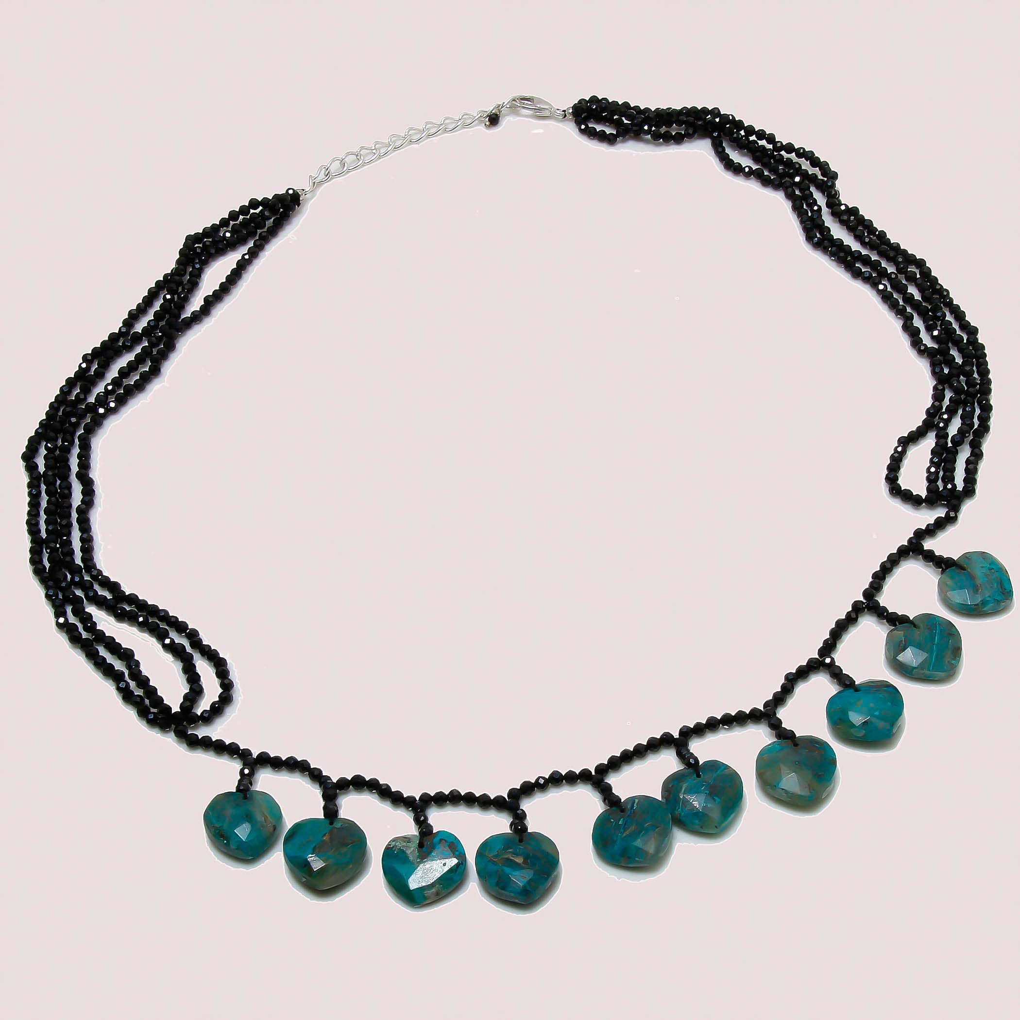 Natural Green Chrysocolla Beaded Fine Gemstone Necklace 