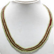 Natural Green Onyx & Red Garnet Beaded Necklace | 925 Sterling Silver Adjustable Chain | January Birthstone