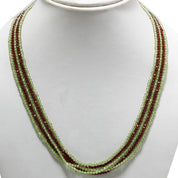 Natural Green Onyx & Red Garnet Beaded Necklace | 925 Sterling Silver Adjustable Chain | January Birthstone