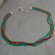 Natural Green Onyx & Red Garnet Beaded Necklace | 925 Sterling Silver Adjustable Chain | January Birthstone