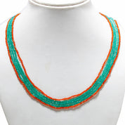 Natural Green Onyx & Red Garnet Beaded Necklace | 925 Sterling Silver Adjustable Chain | January Birthstone