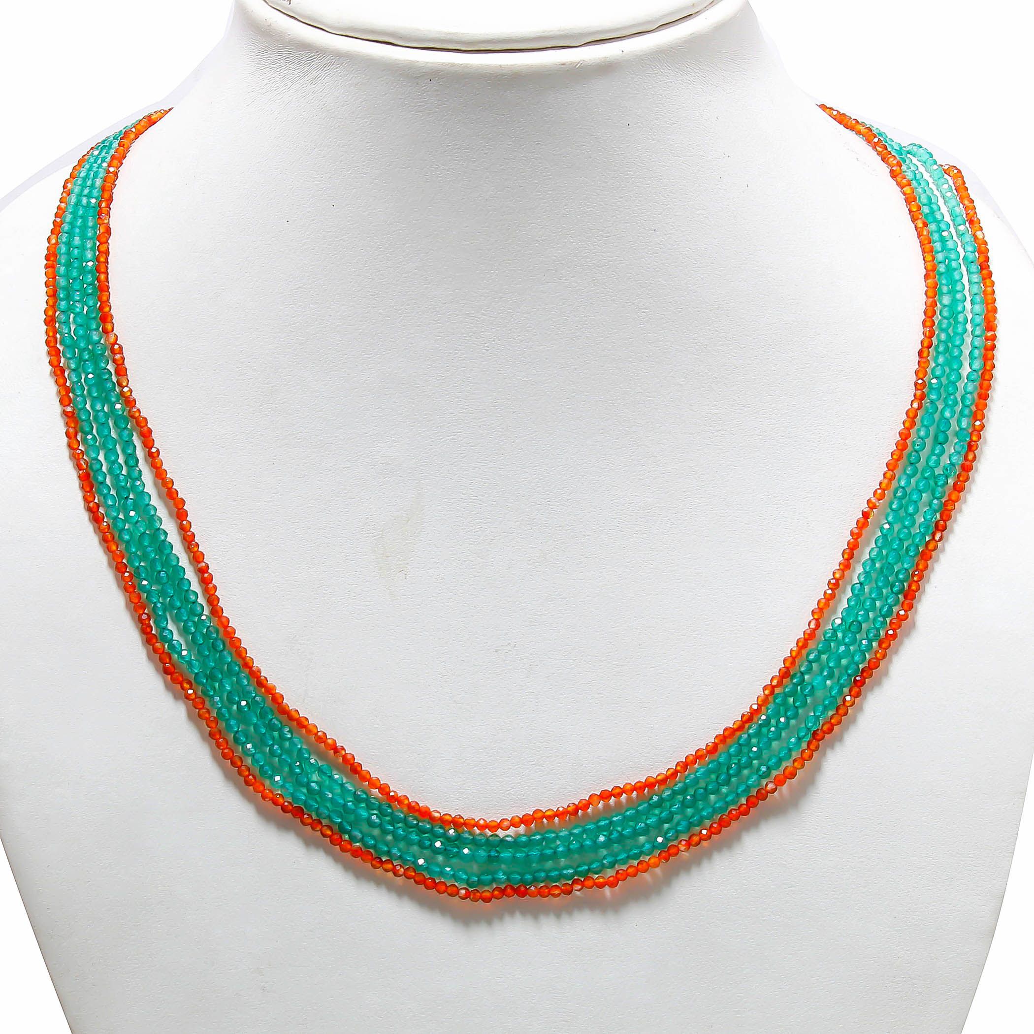 Natural Green Onyx & Red Garnet Beaded Necklace | 925 Sterling Silver Adjustable Chain | January Birthstone