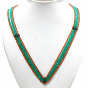 Natural Green Onyx & Red Garnet Beaded Necklace | 925 Sterling Silver Adjustable Chain | January Birthstone