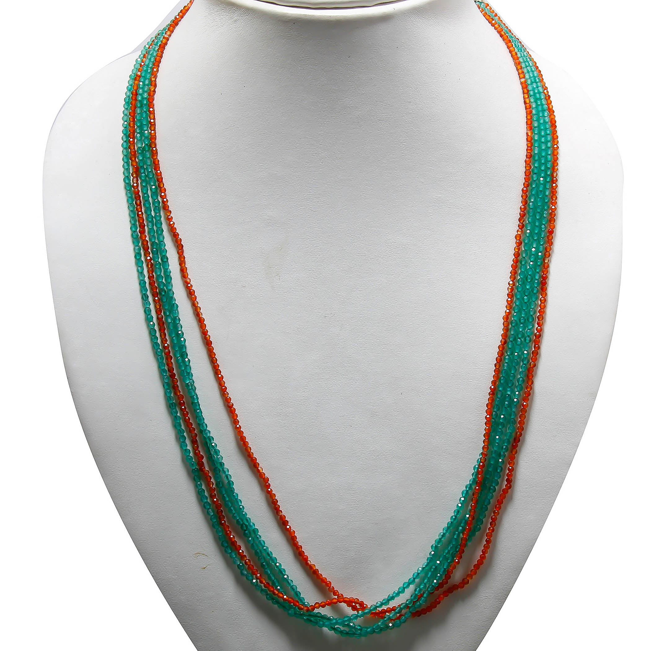 Natural Green Onyx & Red Garnet Beaded Necklace | 925 Sterling Silver Adjustable Chain | January Birthstone