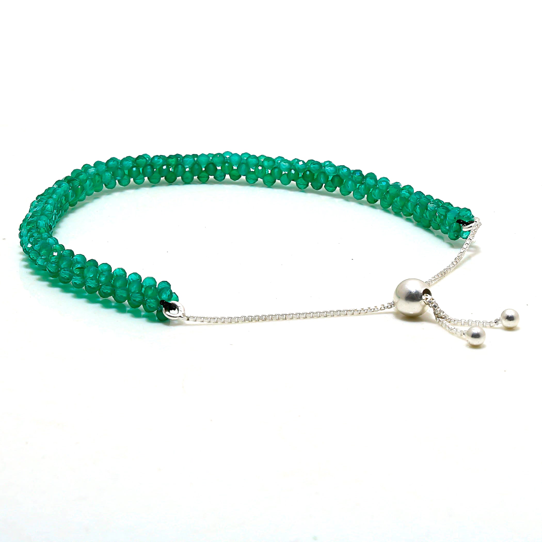 Natural Green Green Onyx Beaded Fine Gemstone Bracelet 