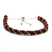 Natural Red Red Garnet Beaded Fine Gemstone Bracelet 